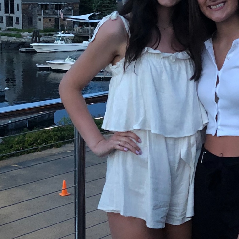 Cream Ruffled Romper